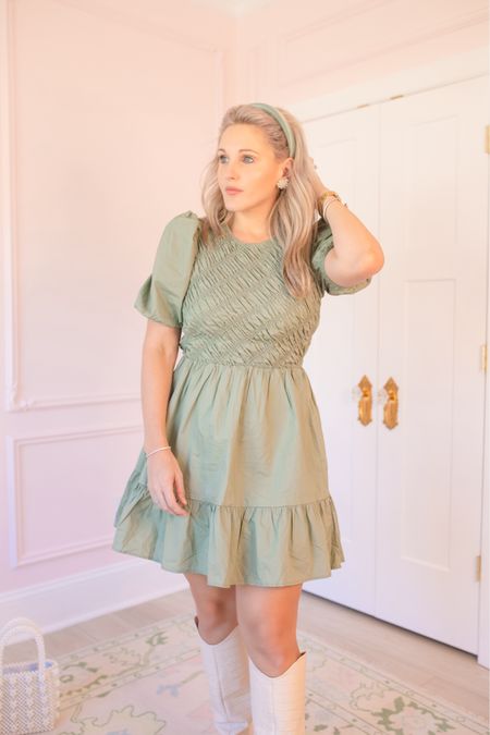 Dress is 70% off and in stock in all sizes right now!! Runnnn! 
Wearing medium
English factory green smocked dress
Grandmillenial style
Headband


#LTKsalealert #LTKfindsunder50 #LTKfindsunder100