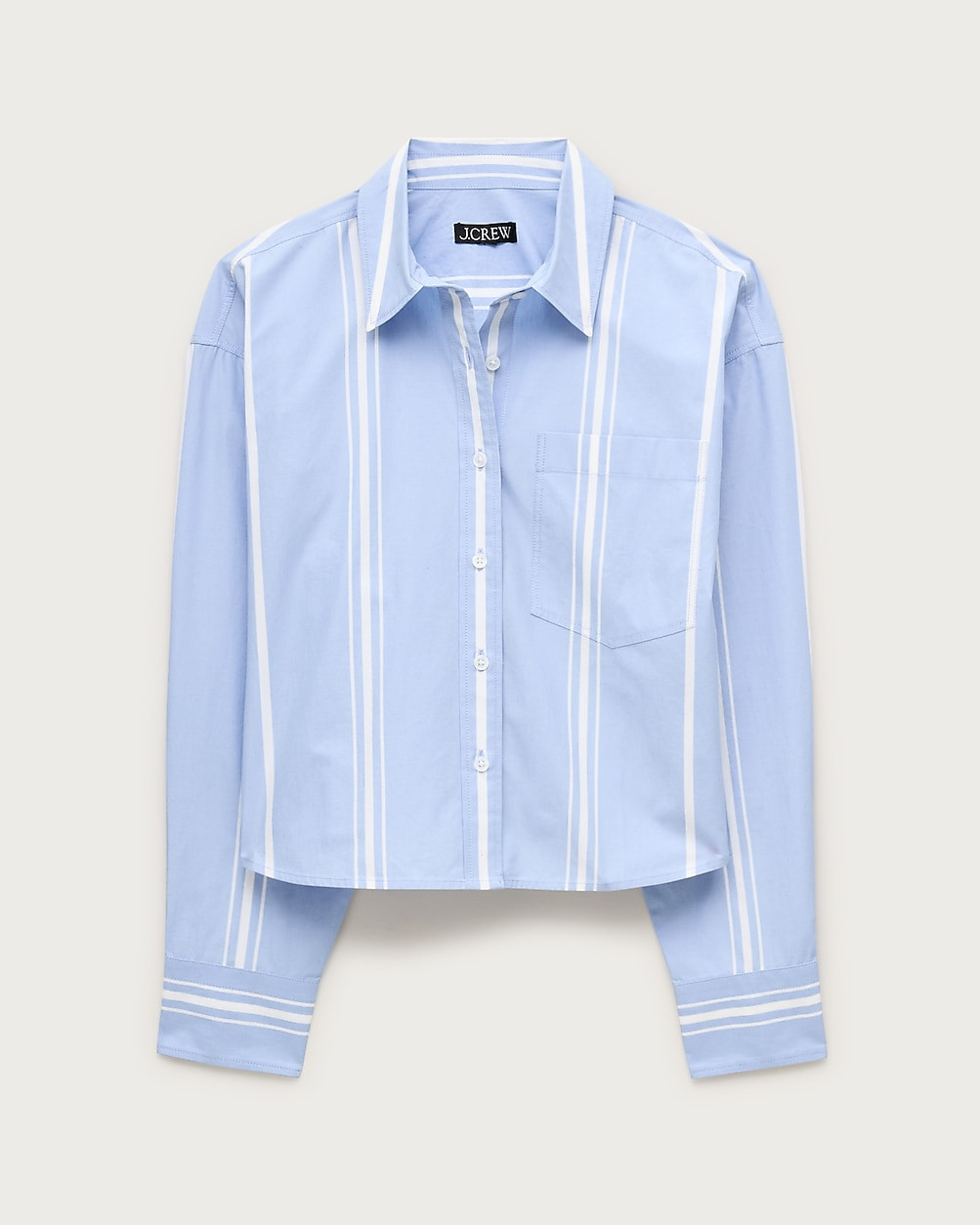 Étienne cropped button-up shirt in striped cotton poplin | J. Crew US