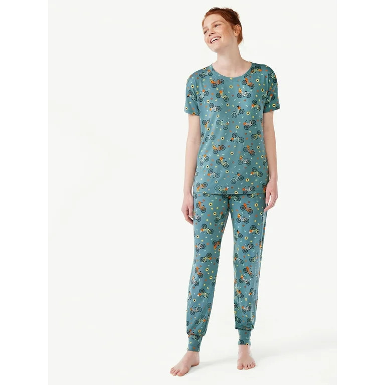 Joyspun Women’s Short Sleeve T-Shirt and Joggers Pajama Set, 2-Piece, Sizes S to 3X | Walmart (US)