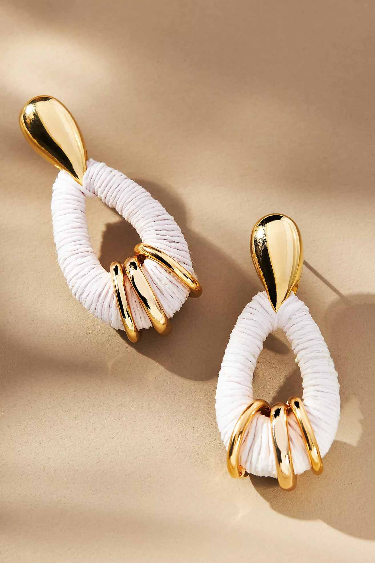 Raffia-Wrapped Hoop Earrings | Anthropologie (US)