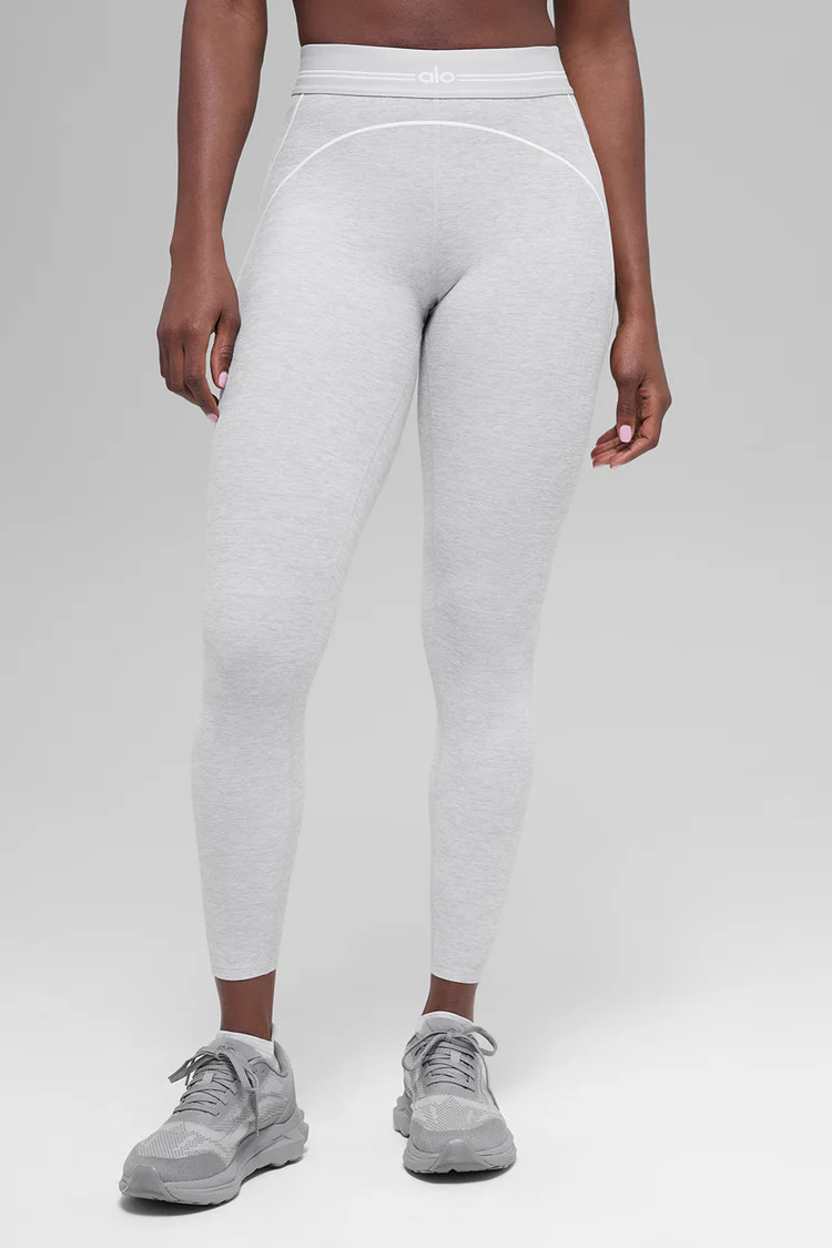 7/8 High-Waist Alosoft Heart Throb Legging - Athletic Heather Grey/White | Alo Yoga (US)