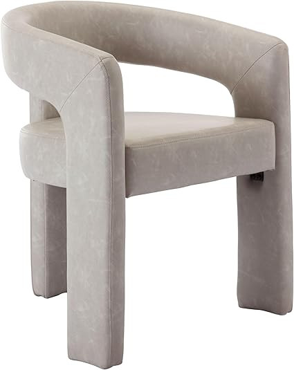 HNY Modern Kitchen & Dining Room Chair, PU Leather Upholstered Accent Barrel Chair with Arm, 18.5... | Amazon (US)