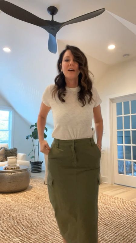 Great cargo skirt in army green! Wear with a denim jacket or cardigan, it’s so good! Take your regular denim size!! $88 will sell out! So good ❤️

#LTKstyletip #LTKVideo #LTKfindsunder100