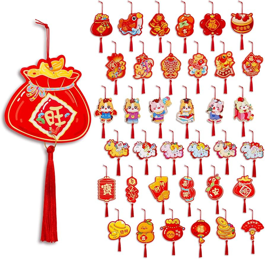 36Pcs Chinese Lunar New Year Decorations Luck Hanging Ornaments Knot Pendant 2026 Spring Festival... | Amazon (US)