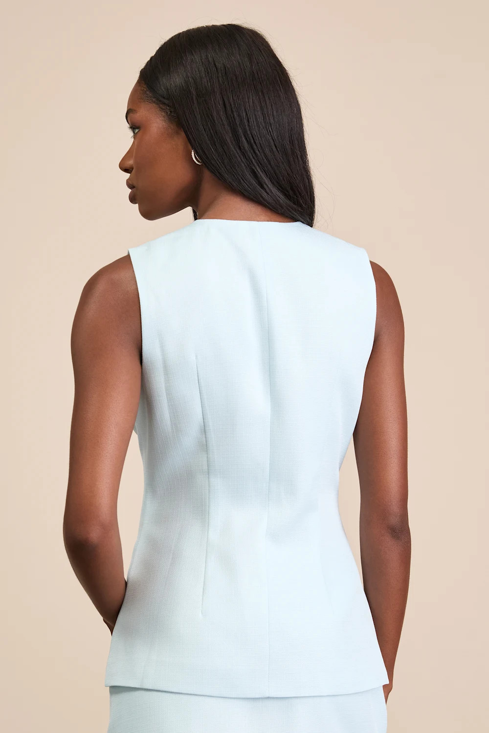Teslee Light Blue Textured Asymmetrical Vest Top | Lulus