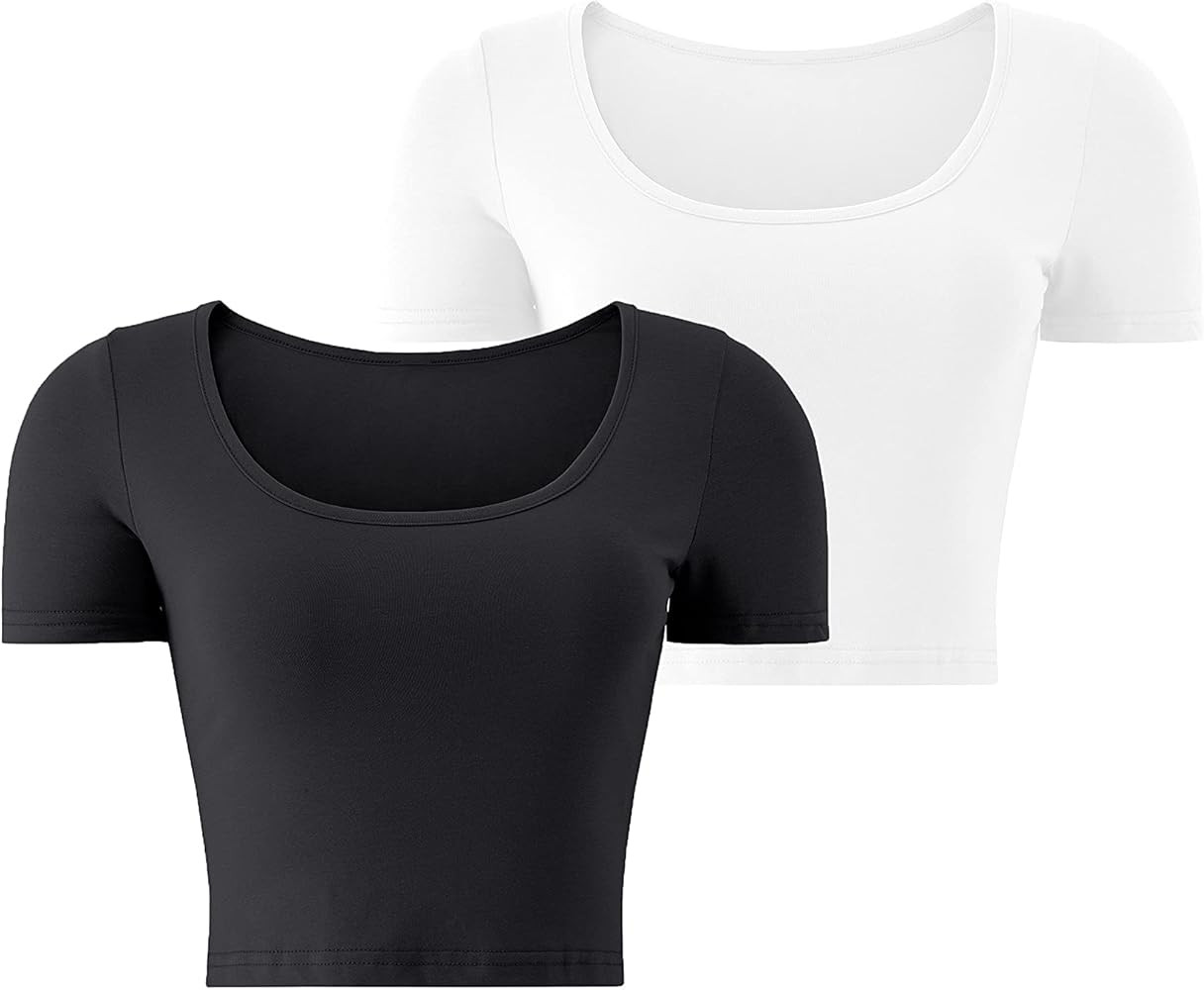 Kindcall Lightweight Crop Tops Slim Fit Stretchy Workout Shirts for Women | Amazon (US)