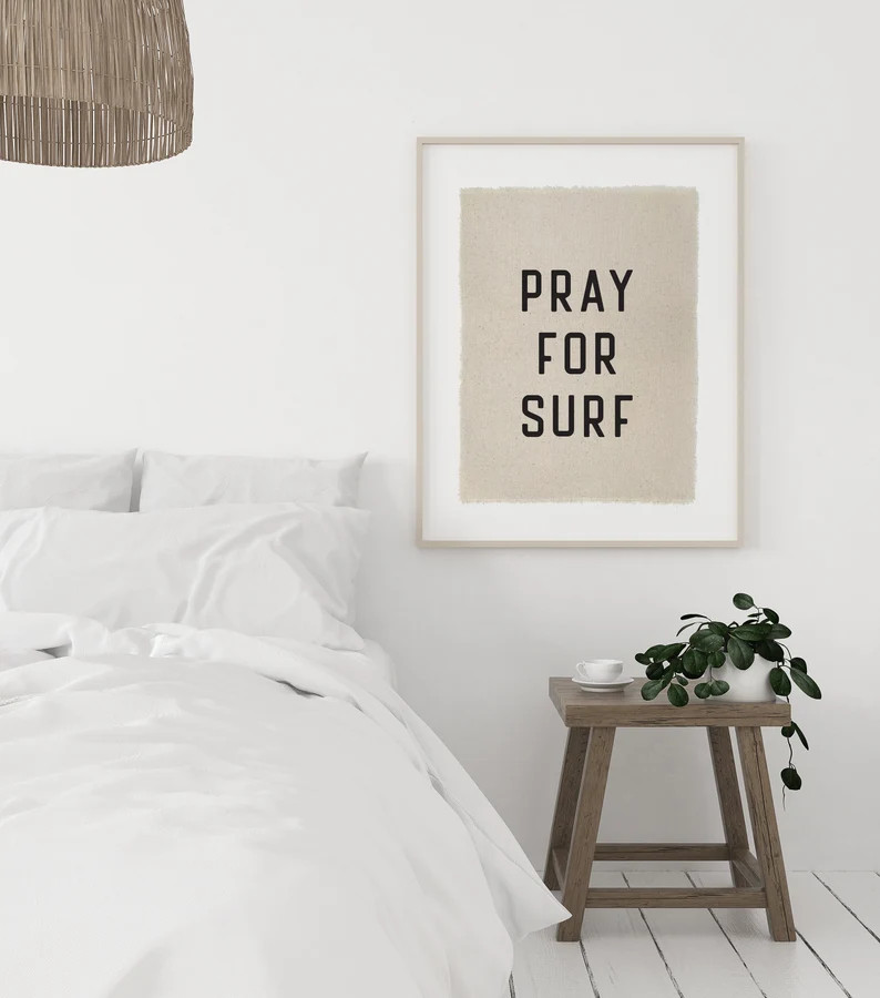 Beach Wall Art, Pray For Surf Canvas Poster, Surf Tapestry Flag, Coastal Wall Decor Banner | Etsy (US)