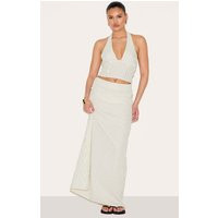 Cream Striped Maxi Skirt | PrettyLittleThing US