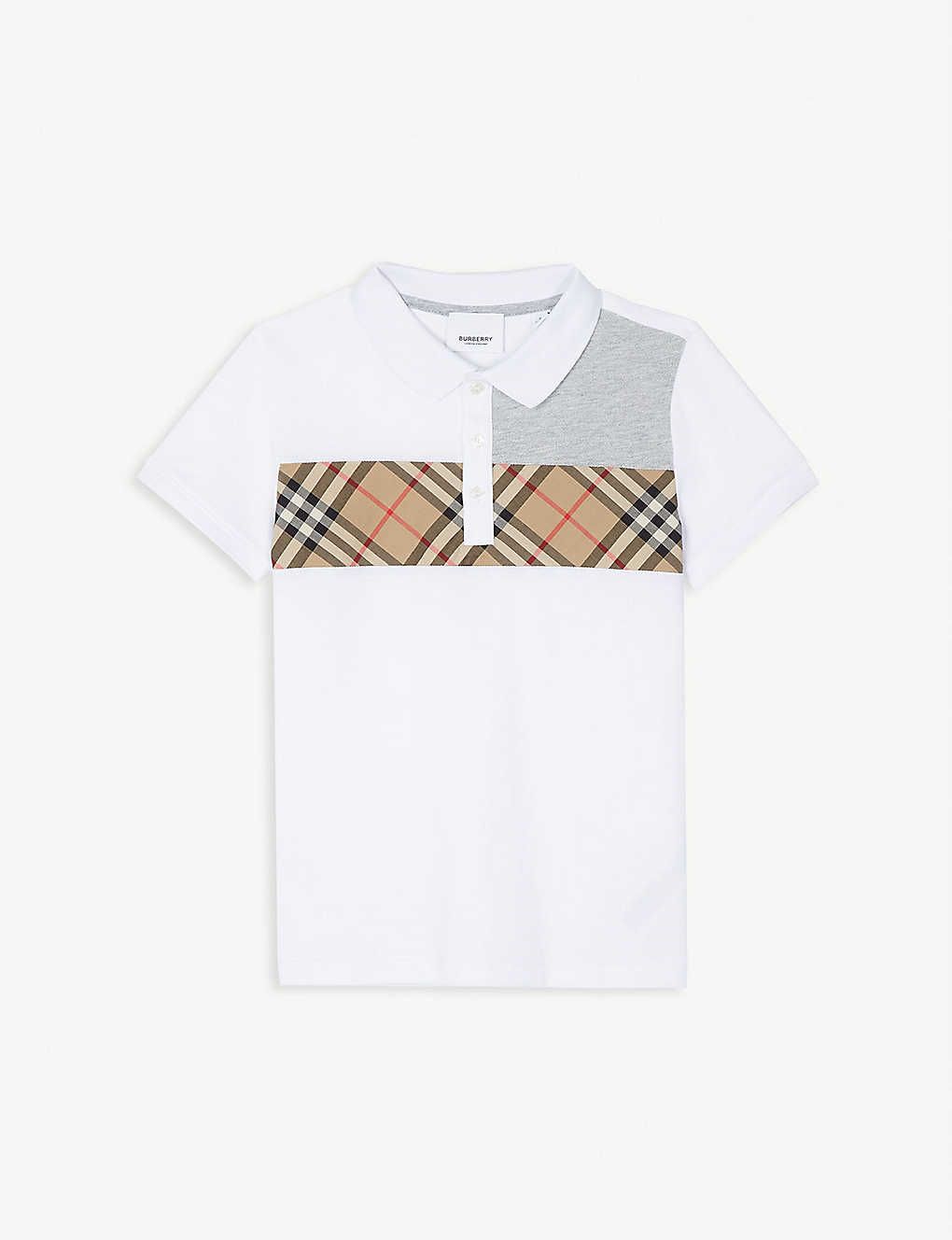 Panelled check cotton polo shirt 3-16 years | Selfridges