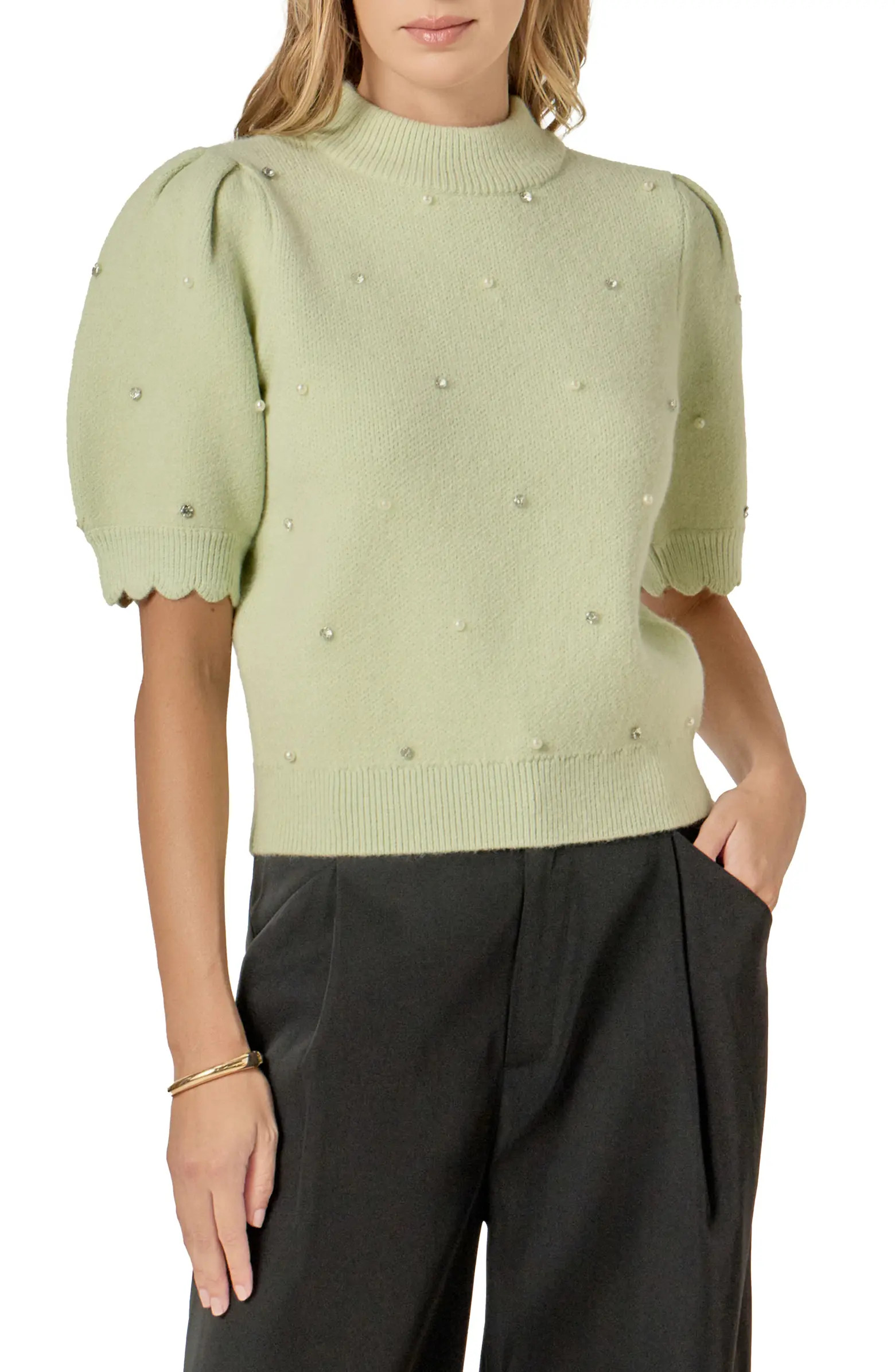 Embellished Short Sleeve Sweater | Nordstrom