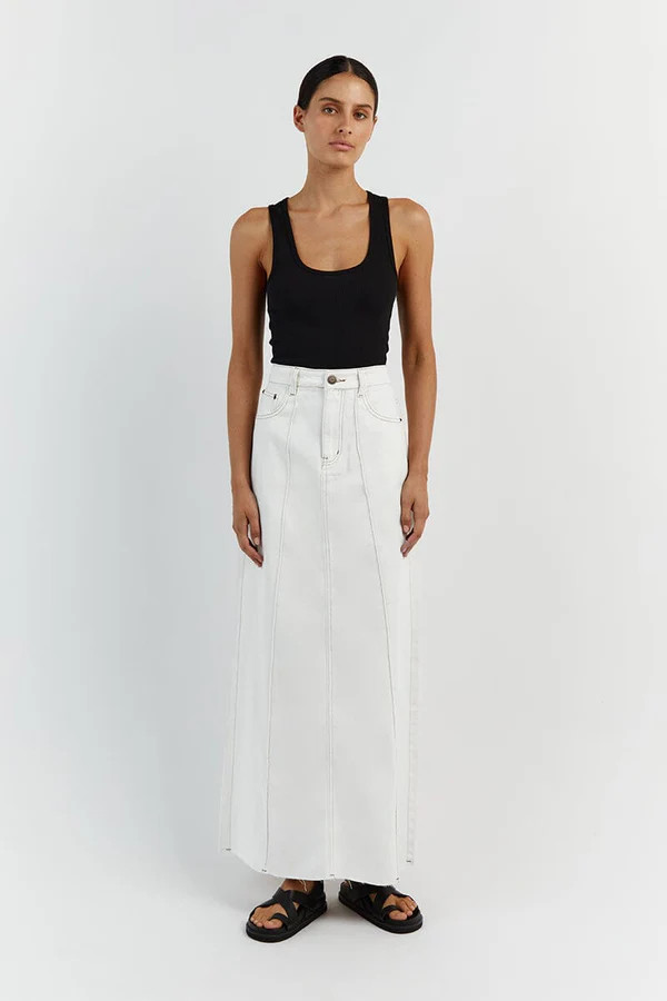 DELLA OFF WHITE COLUMN DENIM SKIRT | DISSH