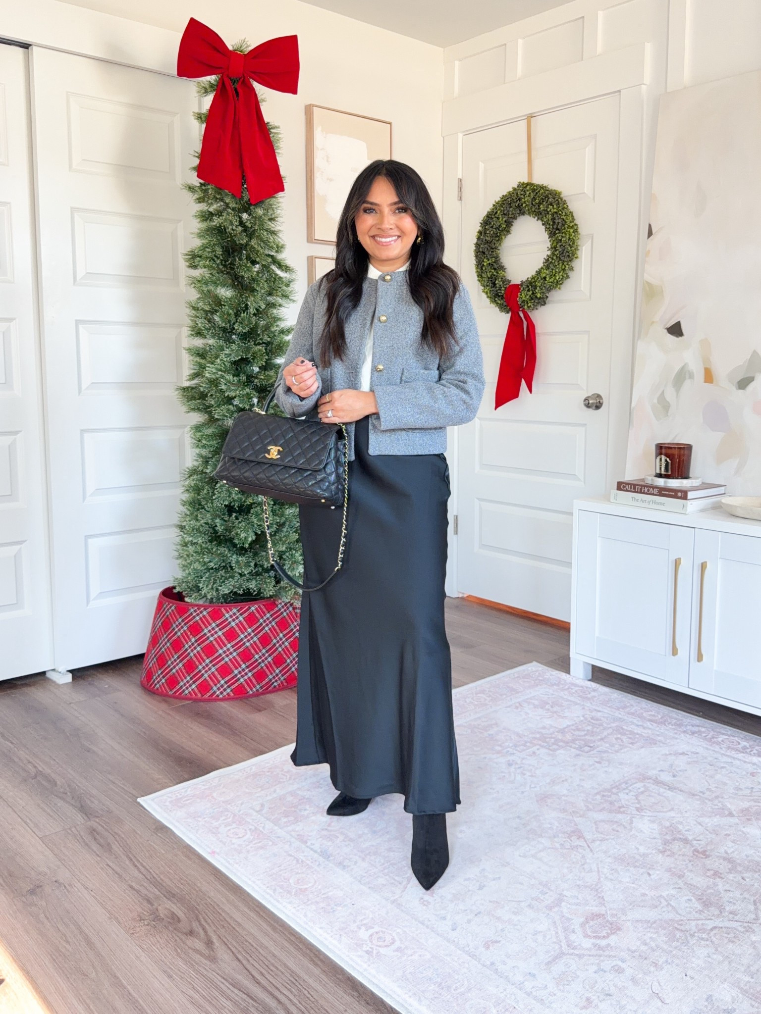 Gray boucle lady jacket size xs TTS
Cream sweater size xs TTS
Black maxi skirt - similar linked
Black boots size 5.5 TTS


#LTKPetite #LTKFindsUnder50 #LTKFindsUnder100