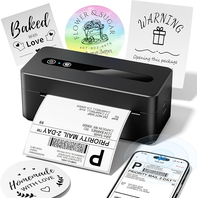 TATTMUSE Bluetooth Thermal Label Printer, 4X6 Shipping Label Printer for Small Business, Thermal ... | Amazon (US)