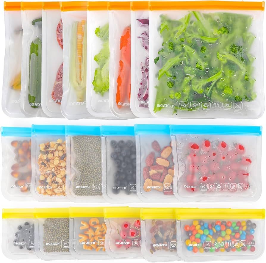 IDEATECH Reusable Food Storage Bags 20Pack, Reusable Gallon Freezer Bags, Reusable Sandwich Bags,... | Amazon (US)