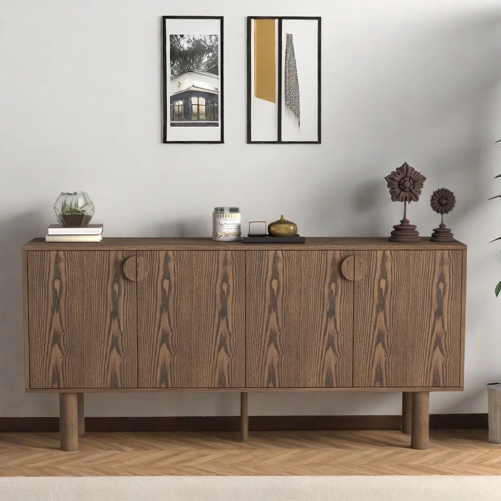 Elegant Home For You 67'' Sideboard Cabinet, Wooden Buffet Cabinet with Storage, TV Stand with 4 ... | Wayfair North America