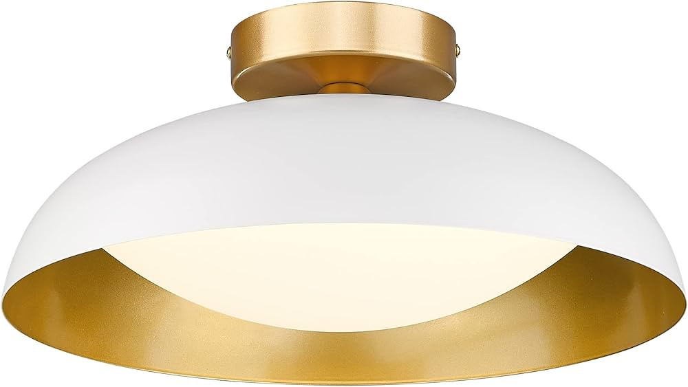 kudos Flush Mount Light Fixture, 16-inch LED Ceiling Light Fixture, White and Gold Finish, 24W 24... | Amazon (US)