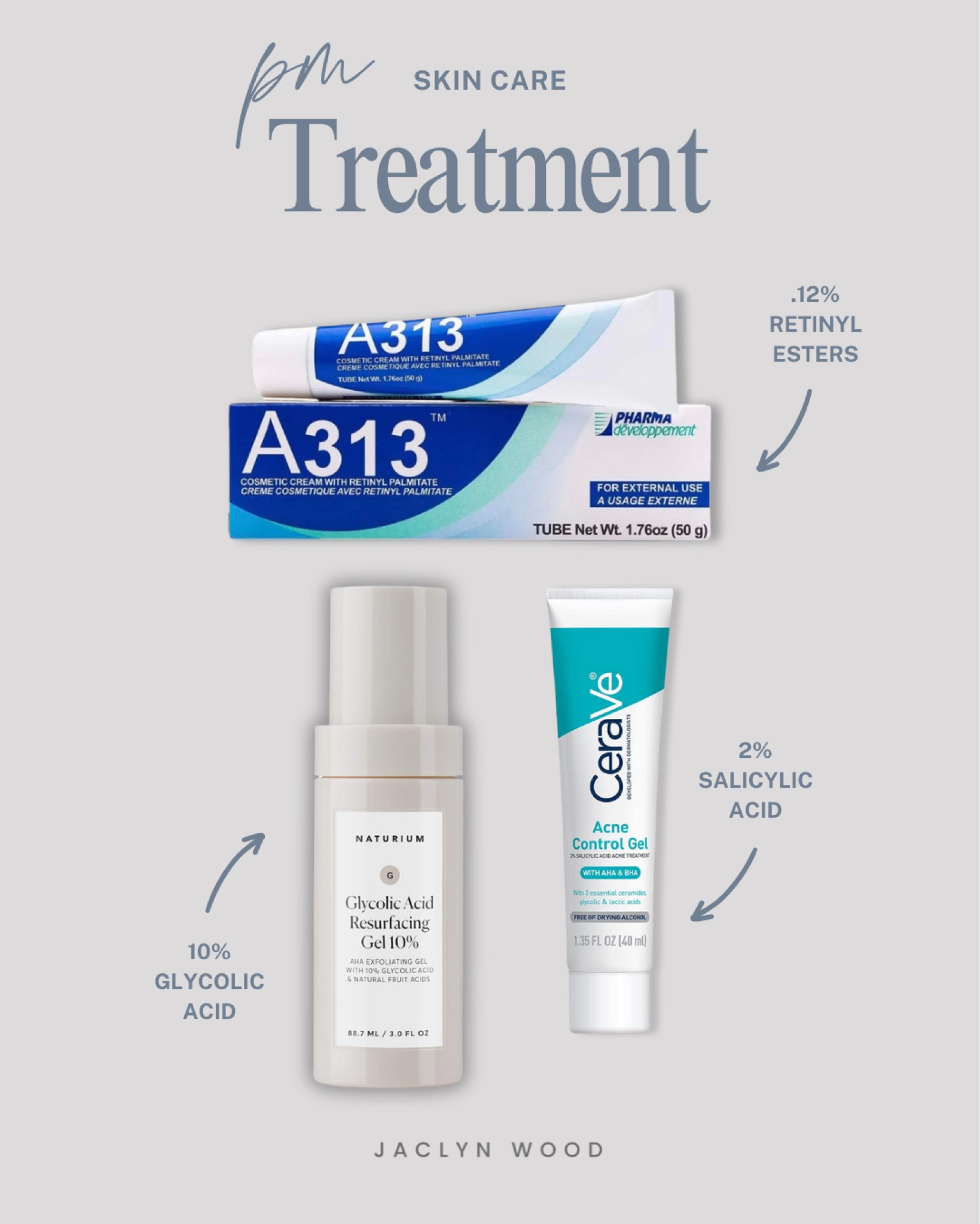 After cleansing, I alternate between glycolic acid and A313 retinol at night (sometimes using both since my tolerance has increased) as part of my skin care treatment through the week, only using salicylic acid as needed (applied as a spot treatment first). These skincare products help with acne, brightening skin, resurfacing/cell turnover and collagen production for smooth, glowing skin. 

#LTKActive #LTKFitness #LTKBeauty
