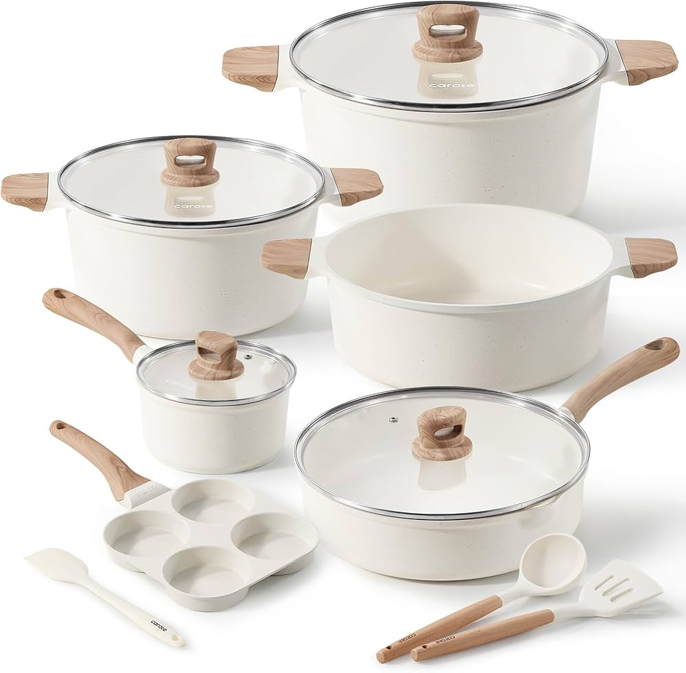 CAROTE Nonstick Pots and Pans Set, Cookware Set Induction Kitchen Cooking Set w/Stock pot & Sauce... | Amazon (US)