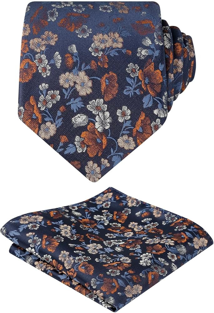 Alizeal Mens 3.15inches Flower Patterned Tie with Floral Printed Pocket Square | Amazon (US)