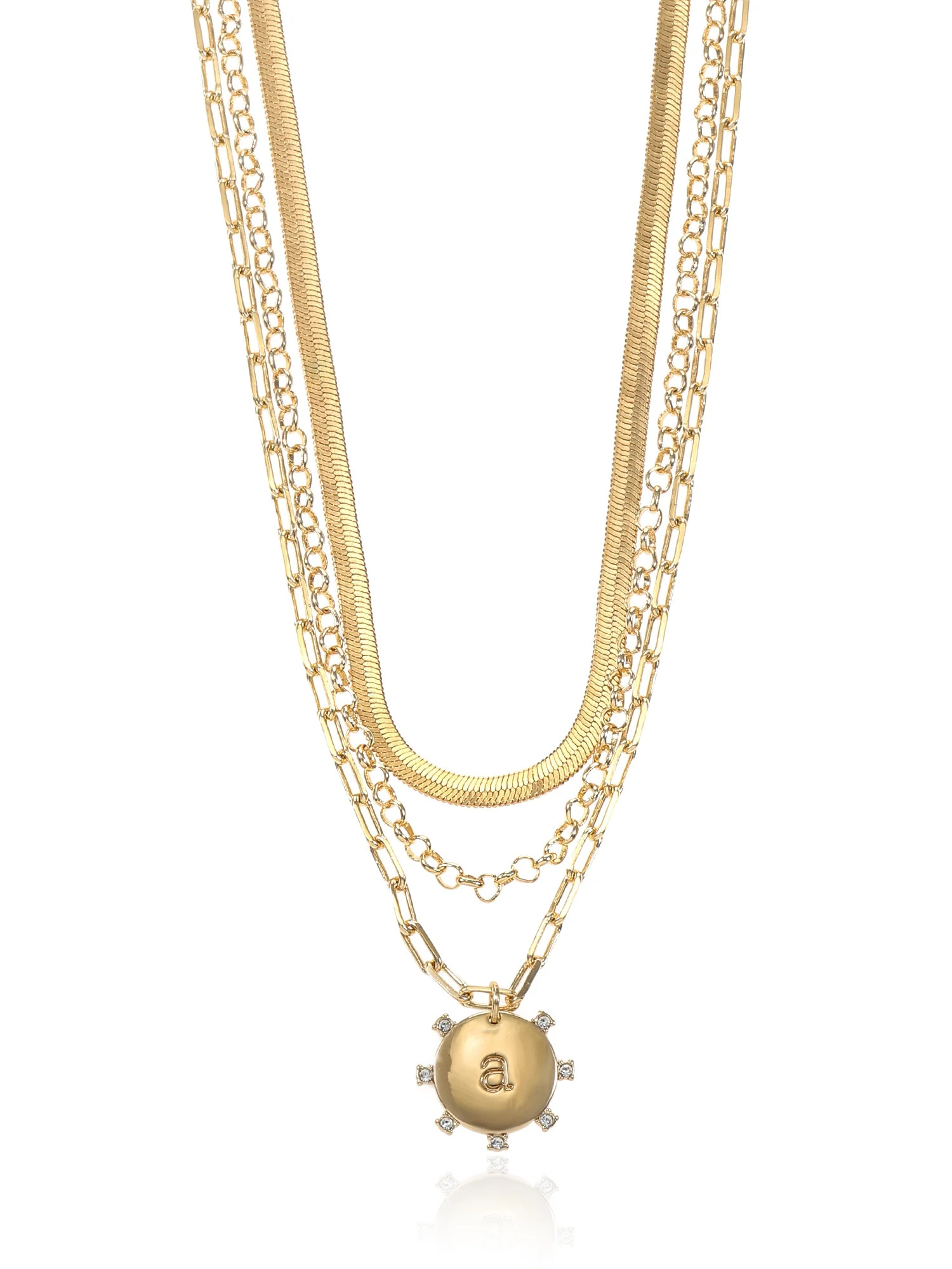Time and Tru Goldtone Necklace, 3 Piece, Initial A | Walmart (US)