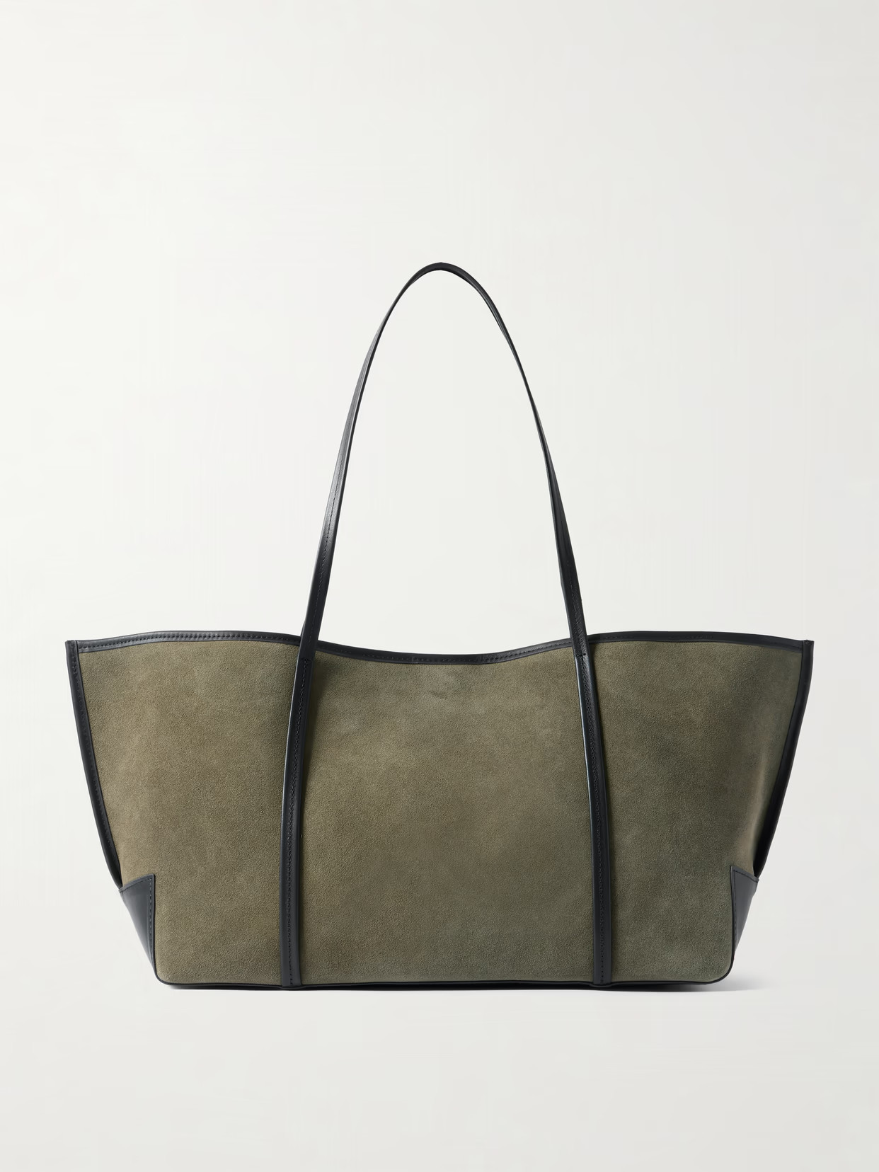 ST. AGNI - Bateau Leather-trimmed Suede Tote - Green | NET-A-PORTER (US)