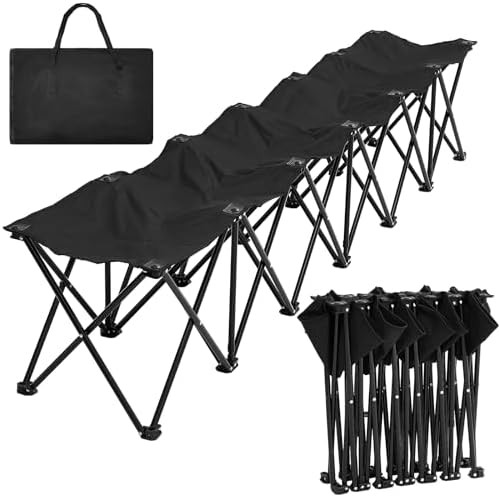GlikCeil 6 Seats Black Folding Soccer Team Bench Portable Seat for Sports | Amazon (US)