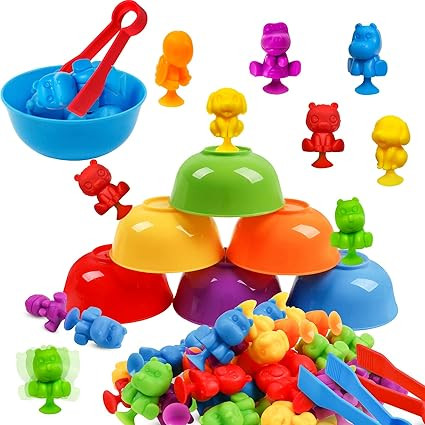 Counting Animals Suction Cup Bath Toys Matching Games with Sorting Bowls Math Color Sorting Class... | Amazon (US)