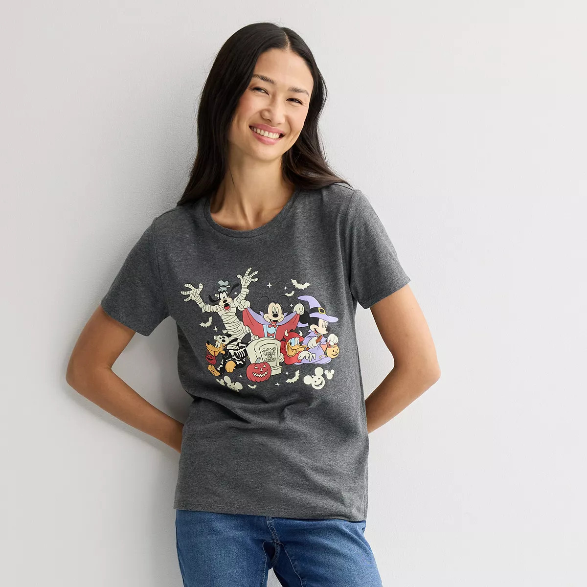 Women's Disney's Mickey Mouse & Friends Get Spooky Graphic Tee, Size: Medium, Gray | Kohl's