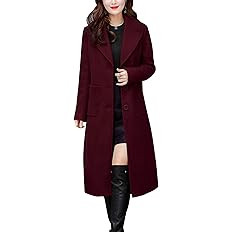 chouyatou Women's Big Notch Lapel Single Breasted Mid-Long Wool Blend Coat | Amazon (US)