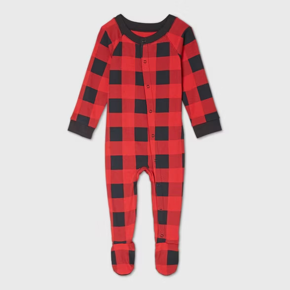 Baby Holiday Buffalo Check Flannel Matching Family Footed Pajama - Wondershop™ Red | Target