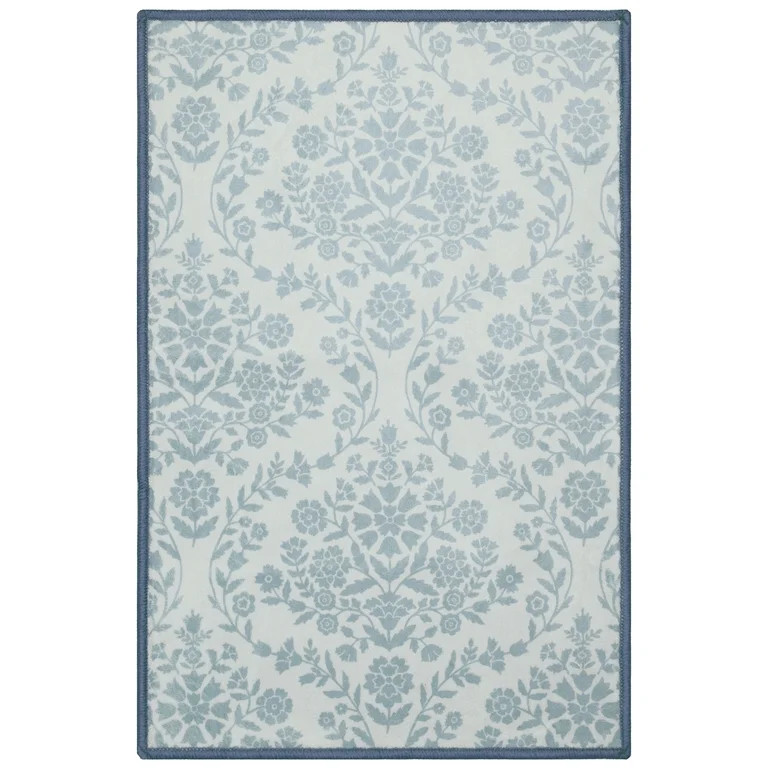 My Texas House Blue Floral Medallion Machine Washable Indoor Area Rug, 2' x 3' | Walmart (US)
