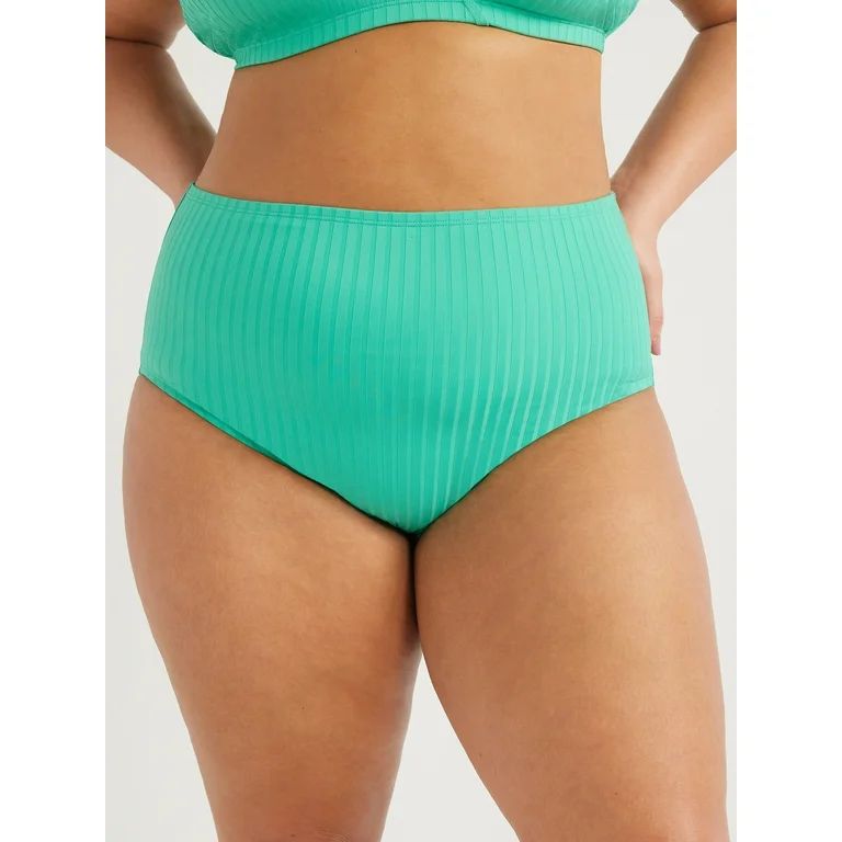 Time and Tru Women's and Women's Plus Ribbed High Waisted Bikini Bottoms, Sizes XS-2X | Walmart (US)