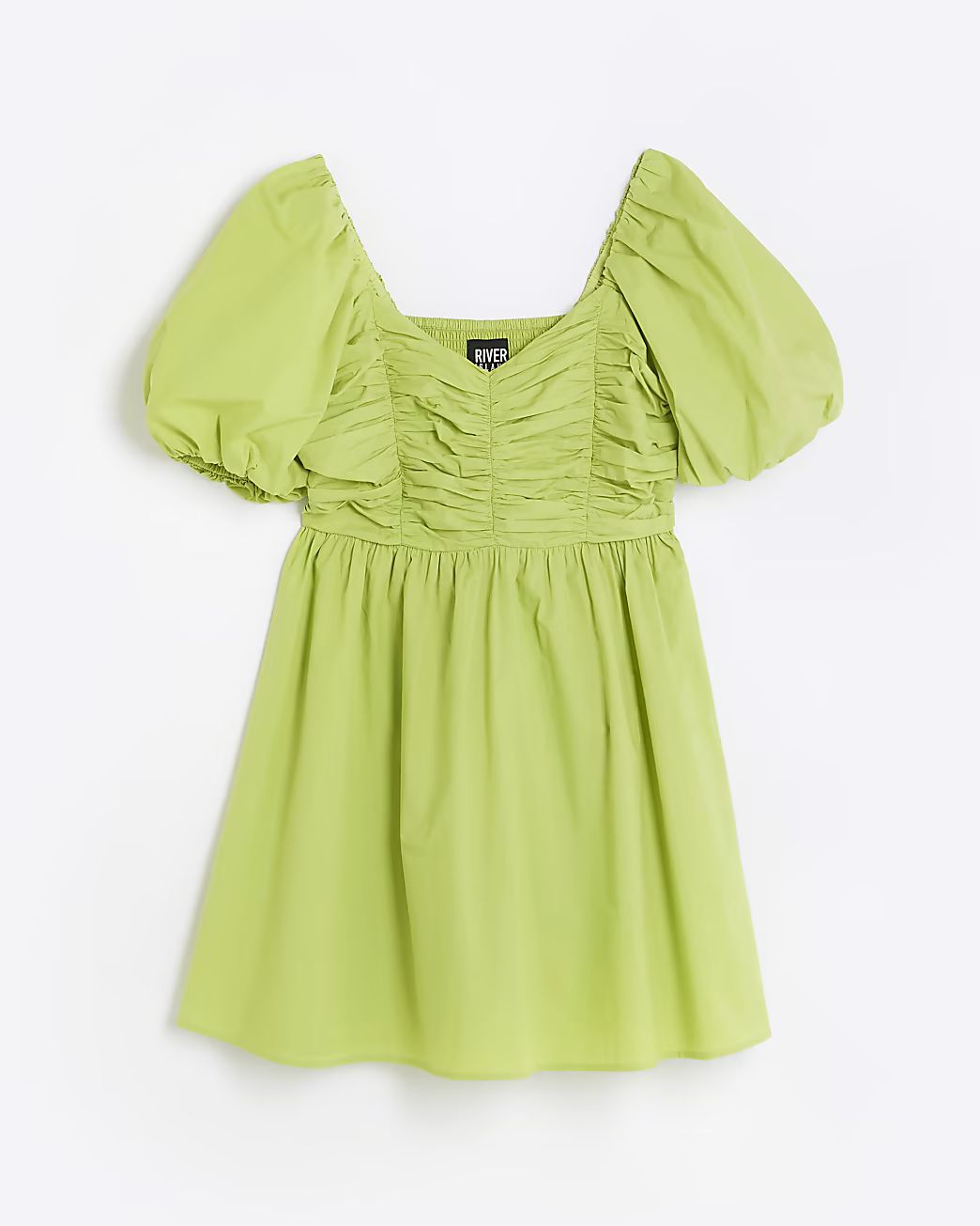 Green puff sleeve mini dress | River Island (UK & IE)