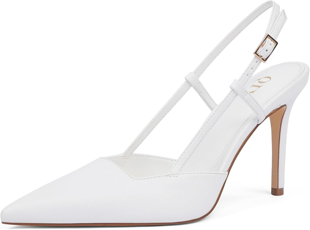 Closed Toe Slingback Heels Women Pumps Strappy Pointed Toe Stiletto Heels for Women Wedding Party... | Amazon (US)