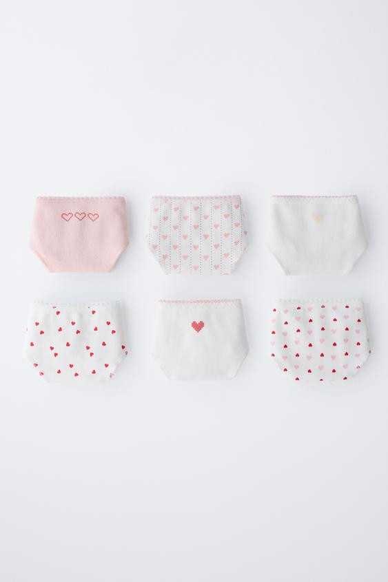 AGES 6-14 / SIX-PACK OF HEART PRINT UNDERWEAR | Zara US