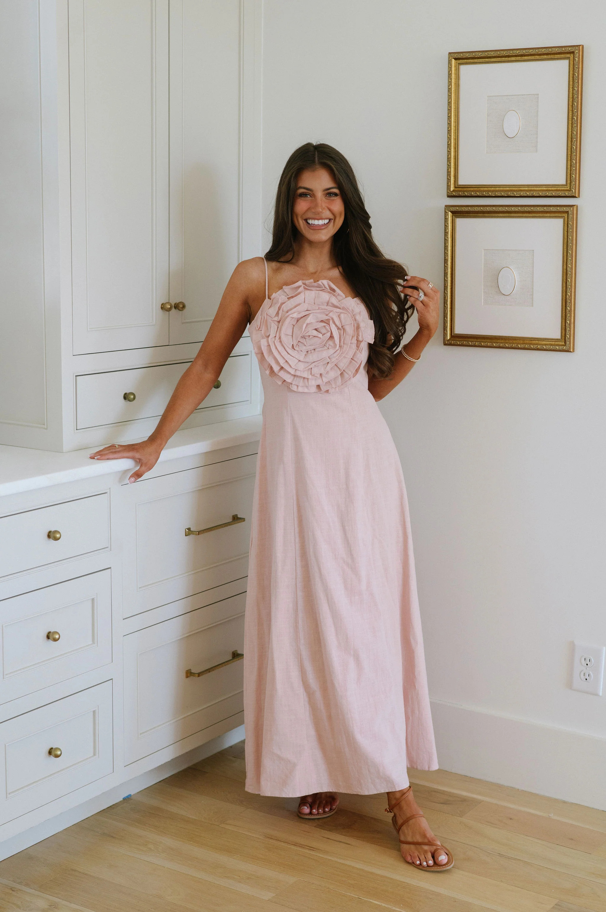 Lillian Statement Maxi Dress-Blush | These Three
