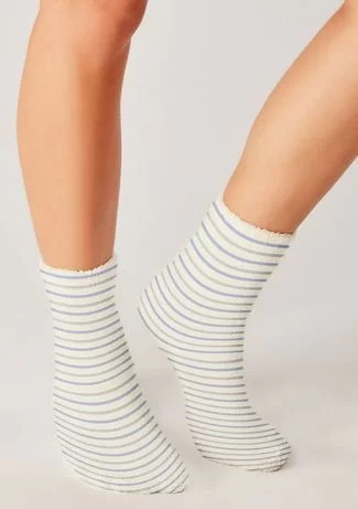 Meia Unissex Cano Médio Estampada Em Tricô - Off White | Dafiti (BR)