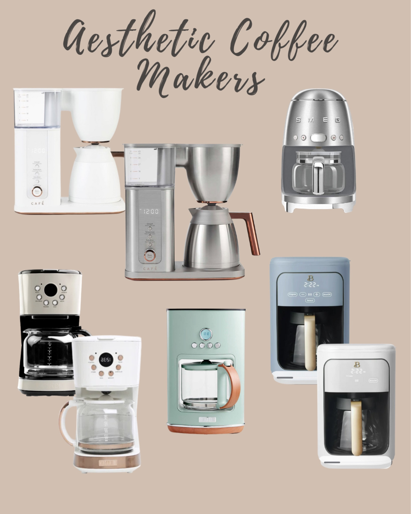 Attractive coffee makers for your countertop // aesthetic// colorful // matte // white // gold // brass //retro // kitchen

#LTKhome