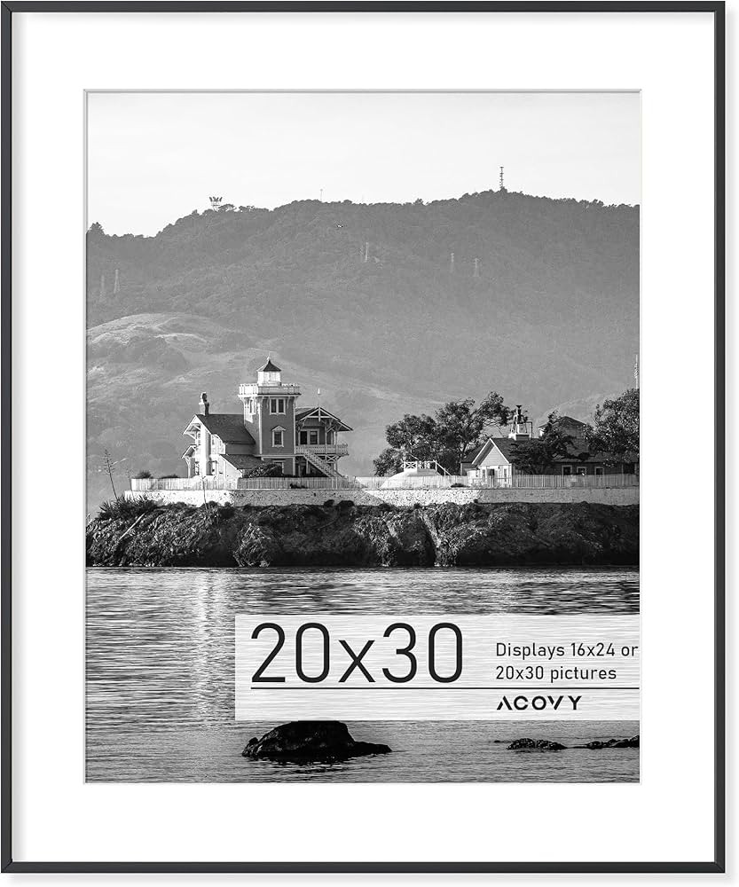 20x30 Poster Frame, 20x30 Frame with Mat for 16x24, Premium Aluminum 20 x 30 picture frame, HD Te... | Amazon (US)