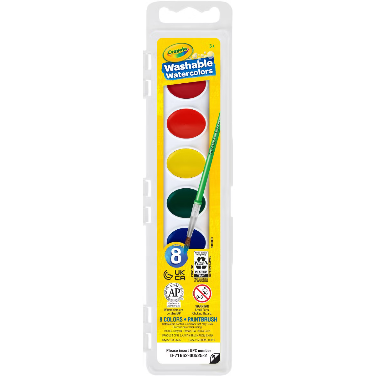 Crayola 8ct Kids Watercolor Paints with Brush: Washable Water-Based Tempera Set, Multicolor, Ages... | Target