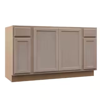 Hampton Unfinished Recessed Panel Stock Assembled Sink Base Kitchen Cabinet (60 in. x 34.5 in. x ... | The Home Depot