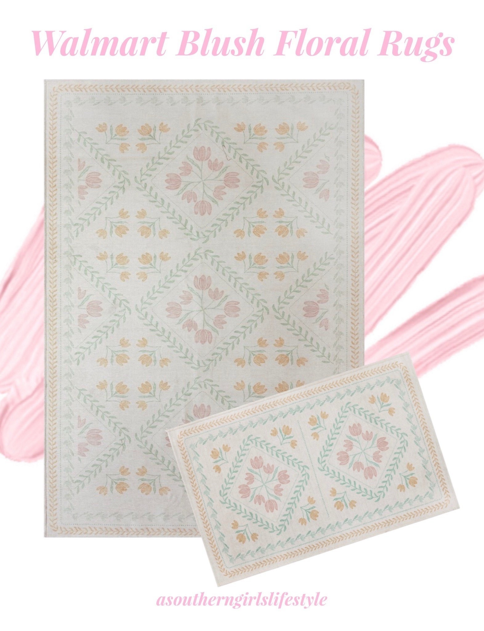 Love the soft hues of Blush with hues of Yellow & Green. So fresh especially for Spring & Summer

Better Homes & Gardens Blush Soliel Floral Rugs 

Home Decor. Hone Accents. Area Rugs


#LTKHome #LTKSeasonal