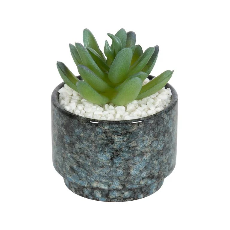 Mainstays 3.9" Artificial Crassula Ovata Succulent Plant in Teal Ceramic Pot | Walmart (US)