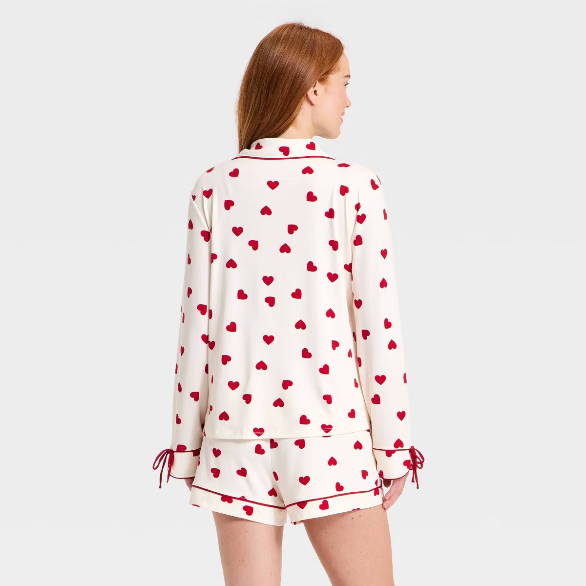 Women's Jersey Long Sleeve Notch Collar Shirt and Shorts Pajama Set - Auden™ | Target