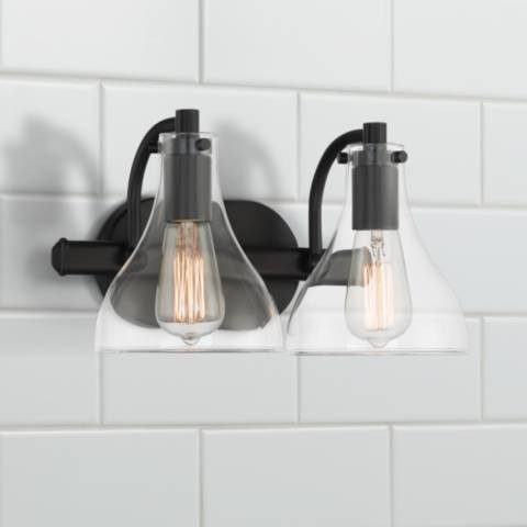 Possini Euro Sorren 13.25" Wide Black 2-Light Wall Sconce - #179M0 | Lamps Plus | Lamps Plus