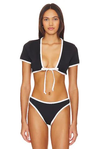 Good American Tie Front Swim Top in Black001 from Revolve.com | Revolve Clothing (Global)