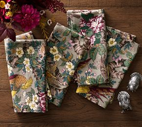 Pheasant Floral Bird Napkins - Set of 4 | Pottery Barn CA