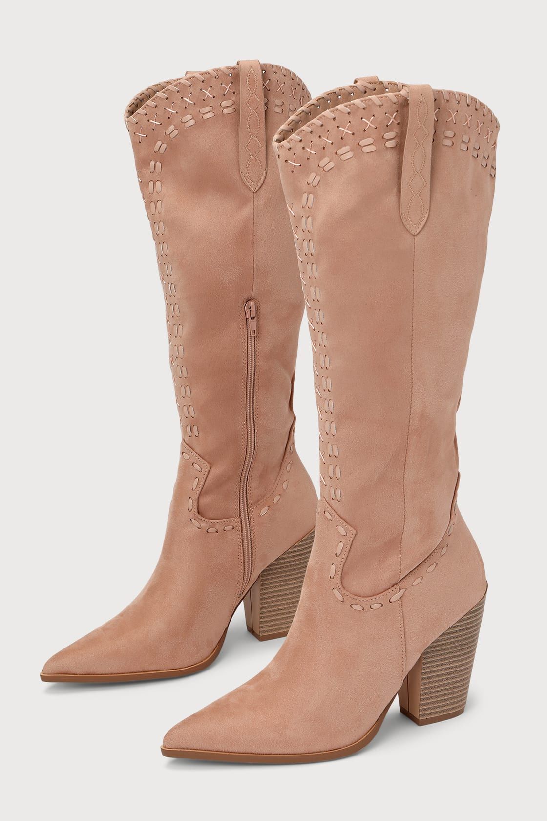 Yohana Dusty Rose Suede Pointed-Toe Knee-High Boots | Lulus (US)