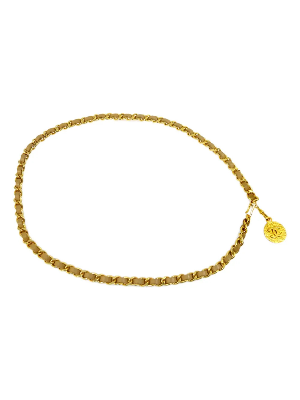 CHANEL Pre-Owned 1982 Medallion leather-and-chain belt - Gold | Farfetch Global