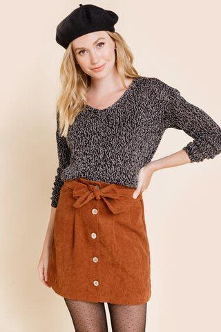 Cara Button Front Mini Skirt - francesca's | Francesca's